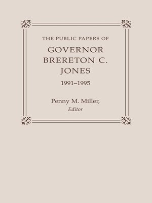 cover image of The Public Papers of Governor Brereton C. Jones, 1991-1995